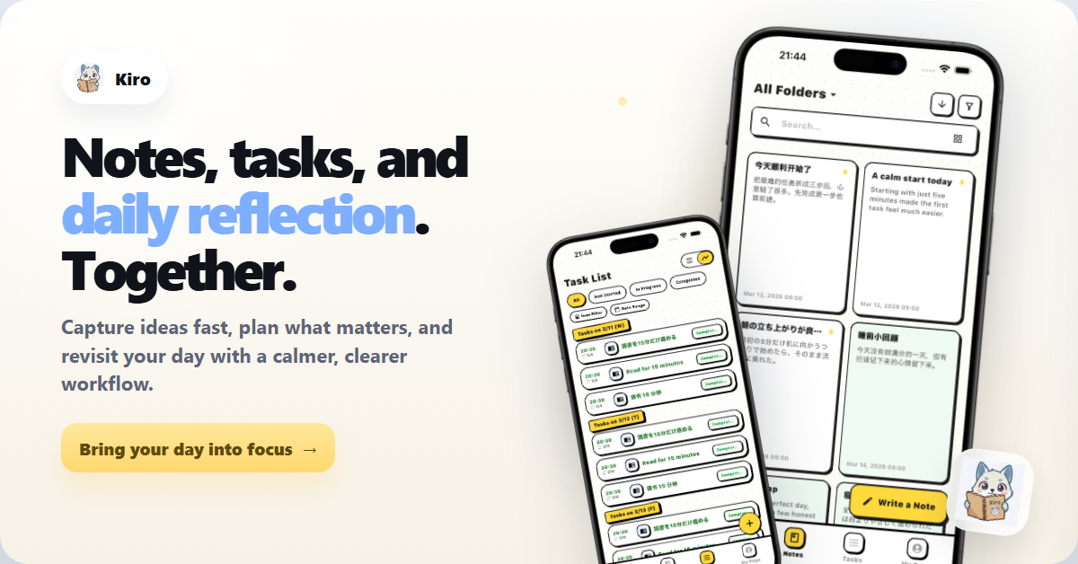 Banner do app Kiro Note